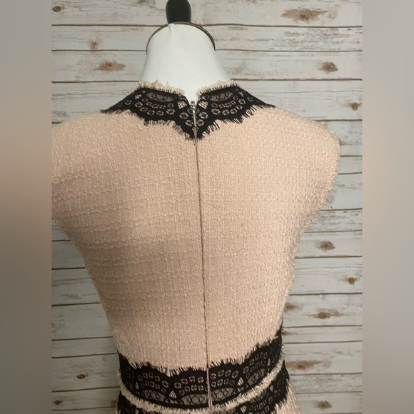 *SOLD* Rebecca Taylor pink and black lace coquette twee sleeveless tweed dress - Picture 5 of 6